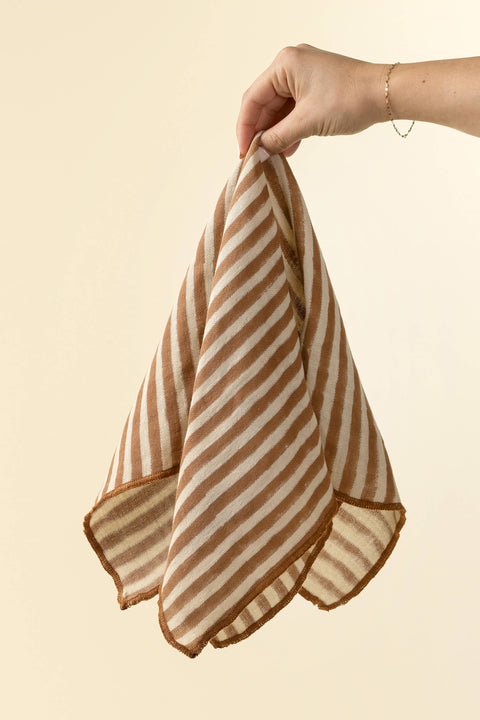 Terracotta Stripe Block Print Napkins S/4