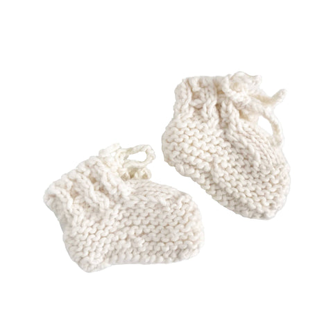 Classic Booties, Cream | Hand Knit Baby Shoes