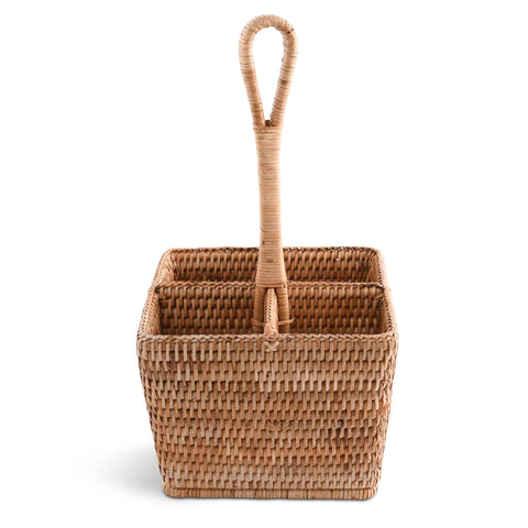Hand Woven Rattan Wicker Flatware Caddy