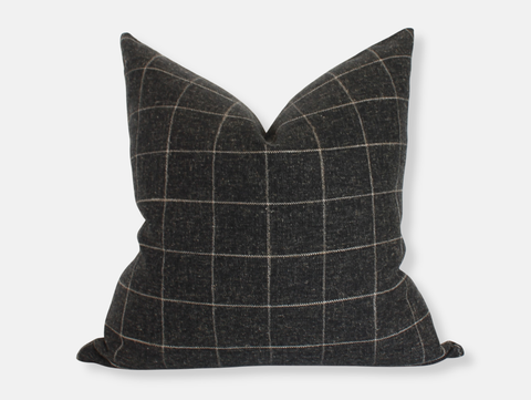 Black Windowpane Pillow - 22x22