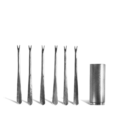 Classic Slate Stainless Olive Picks w/ Holder