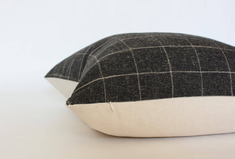 Black Windowpane Pillow - 22x22