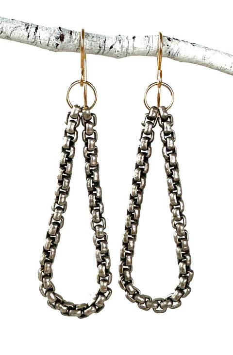 Silver Venetian Chain Drop Earrings