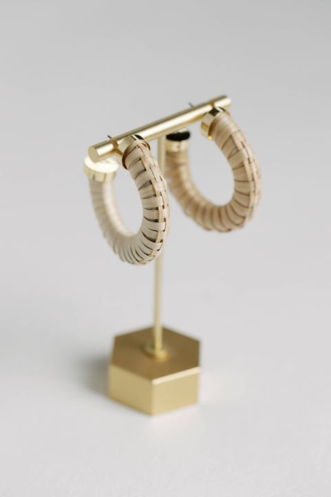 Rattan Wrapped Statement Hoop Earrings