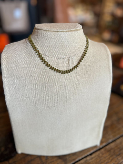 Olive Chevron Links Necklace