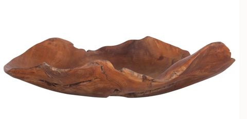 Teak Wood Sculpted Bowl
