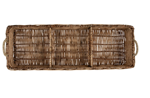 Hand-woven Rattan Basket w/ 3 Sections