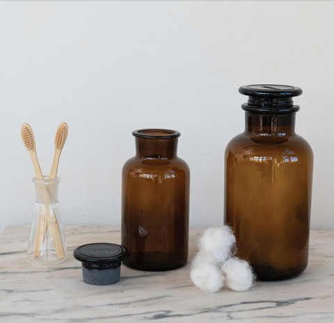 Brown Glass Bottle with Stopper