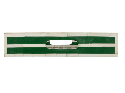 Green and White Striped Bone Tray
