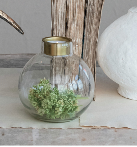 Brass and Glass Tealight Holder