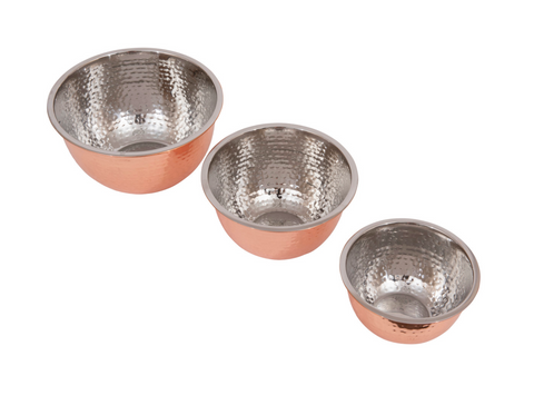 Hammered Stainless Steel Bowl with Copper Finish