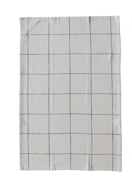 Cotton Grid-Printed Tea Towel