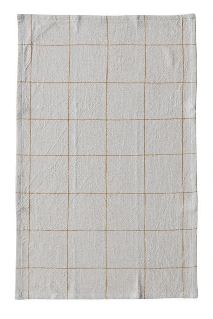 Cotton Grid-Printed Tea Towel