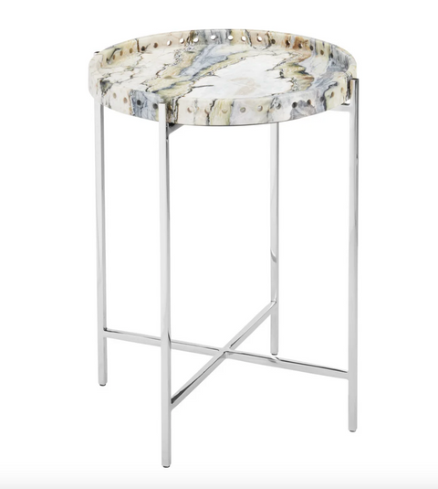 Freya Floral Jade Marble Accent Table