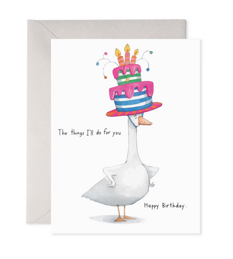 Goose Cake Hat - Birthday Card