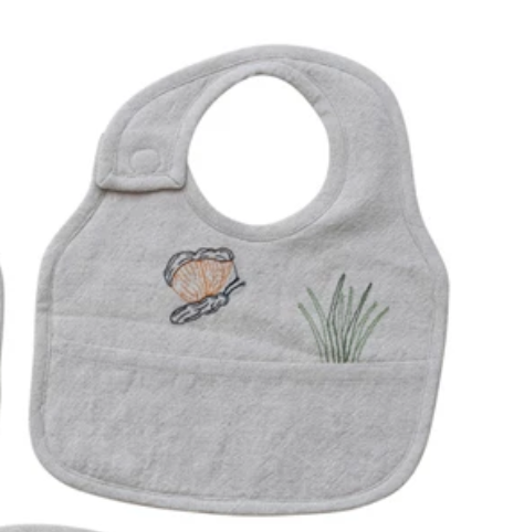 Embroidered Cotton & Linen Bib
