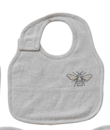 Embroidered Cotton & Linen Bib