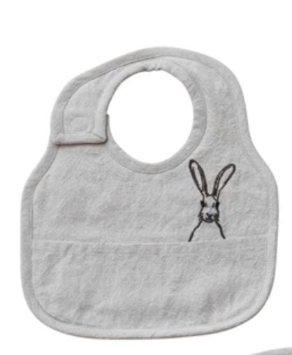 Embroidered Cotton & Linen Bib