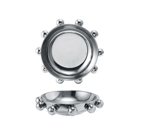 Stoneware Dish with Balls - Chrome Finish