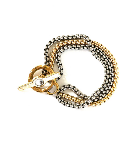 Crystal 3 Strand Toggle Bracelet