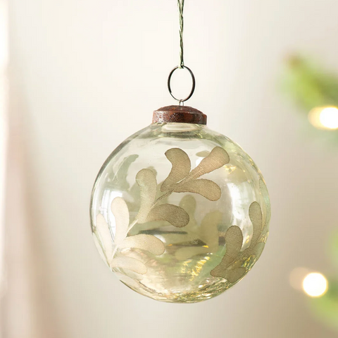 Etched Vine Glass Ball Ornament