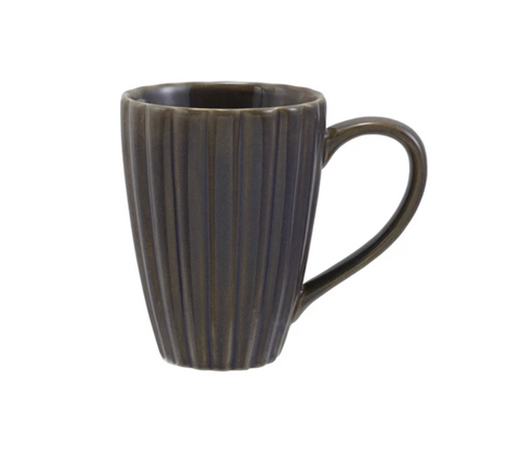 14 oz. Stoneware Ribbed Mug, Reactive Glaze