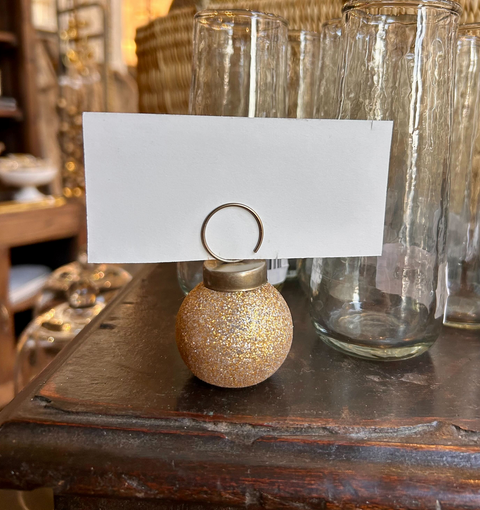 Glass Ball Ornament Place Card Holder