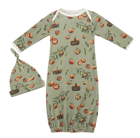 Organic Cotton Newborn Gown & Hat Set