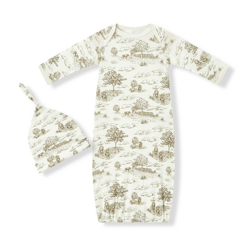 Organic Cotton Newborn Gown & Hat Set