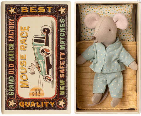 Little Brother Mouse in Matchbox Bed