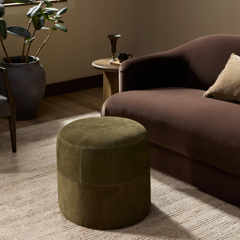 Camino Round Leather Ottoman