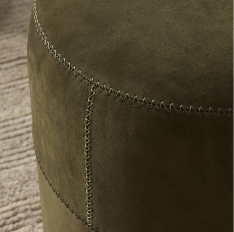 Camino Round Leather Ottoman