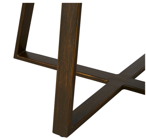 Oval Side Table with Iron Frame