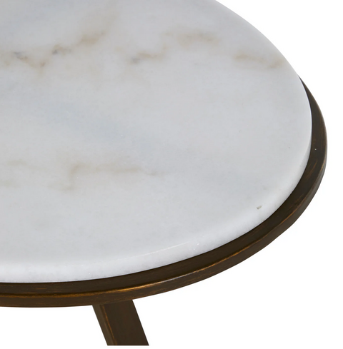 Oval Side Table with Iron Frame
