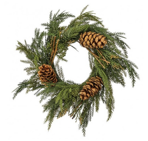 18" Mini Wreath with Pinecones