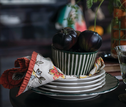 Green Striped Bowl