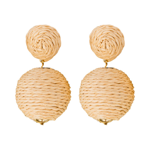 Natural Lido Pom Pom Statement Earrings