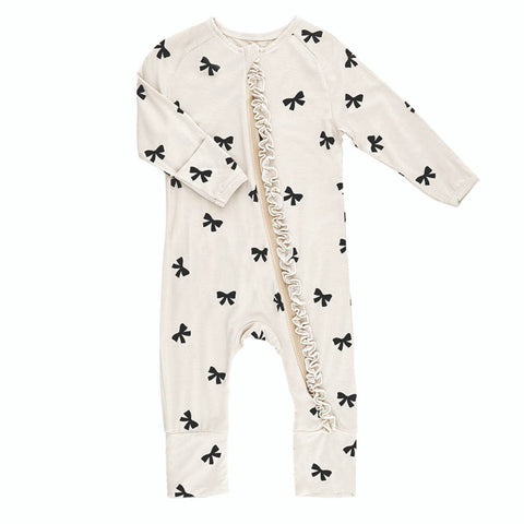 Cozy Romper with Ruffles - Bow