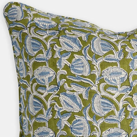 Close-up of floral hand block printed pattern