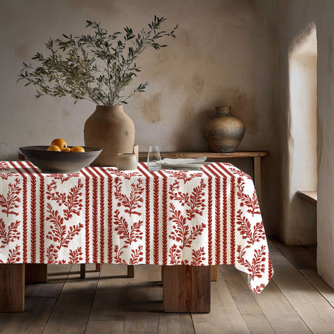Striped Floral Tablecloth