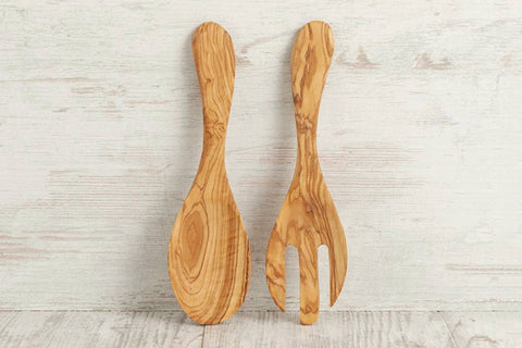 Italian Olivewood Salad Servers