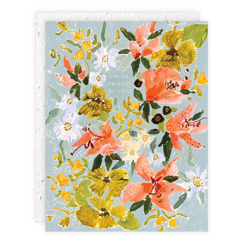 Bouquet in Blue - Congratulations Card: With cello sleeve