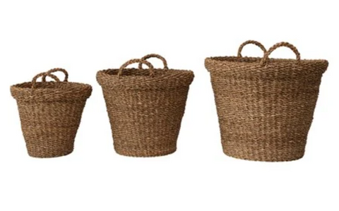 Cone Seagrass Basket w/ Handles