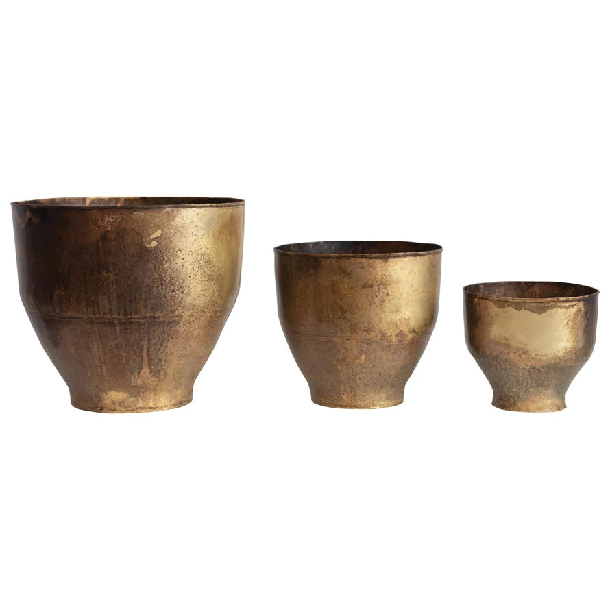 antique brass planter pots Metal Planter in Antique Brass – Reclaimed Home