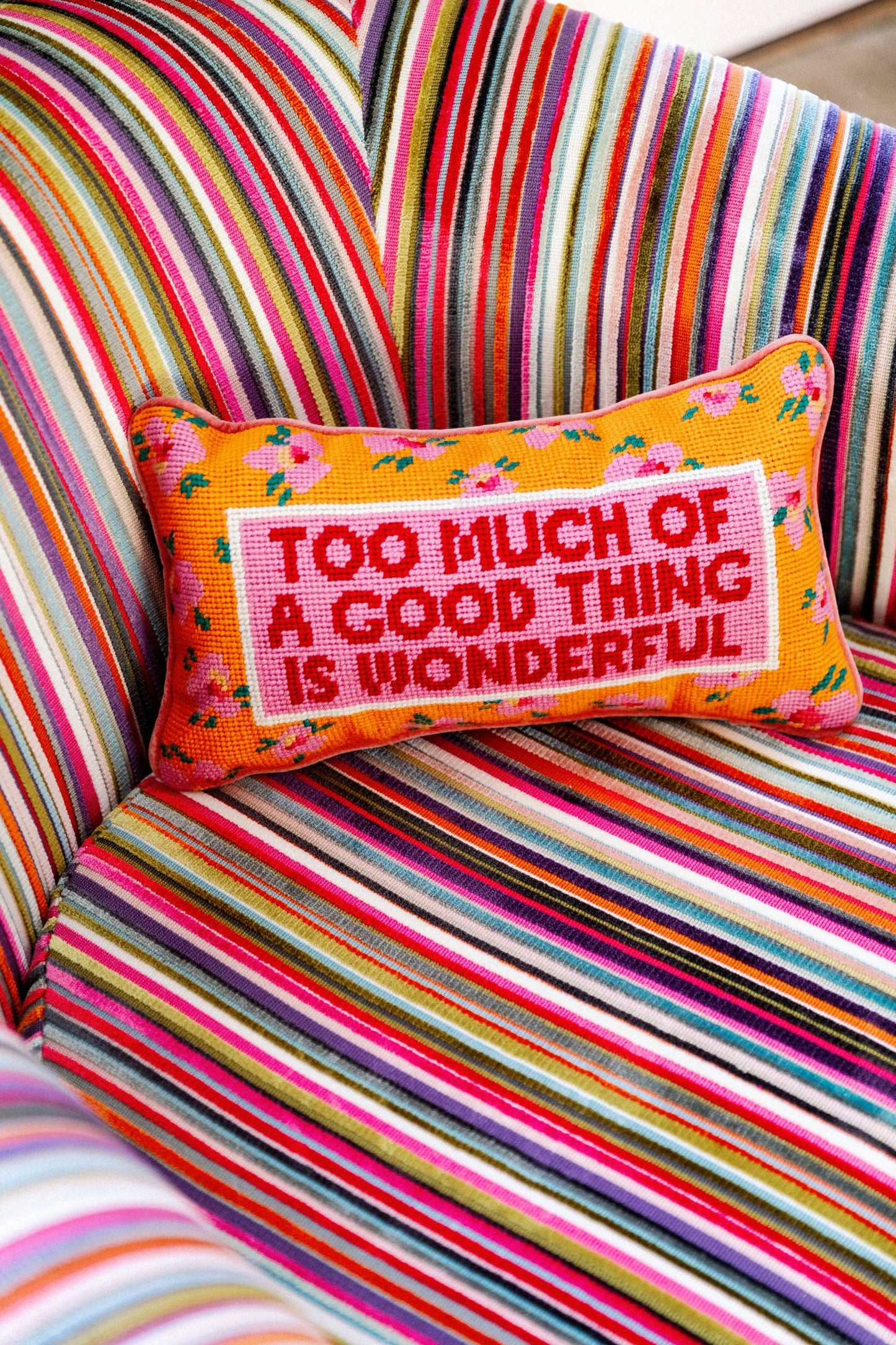 Too Much of a Good Thing Needlepoint Pillow