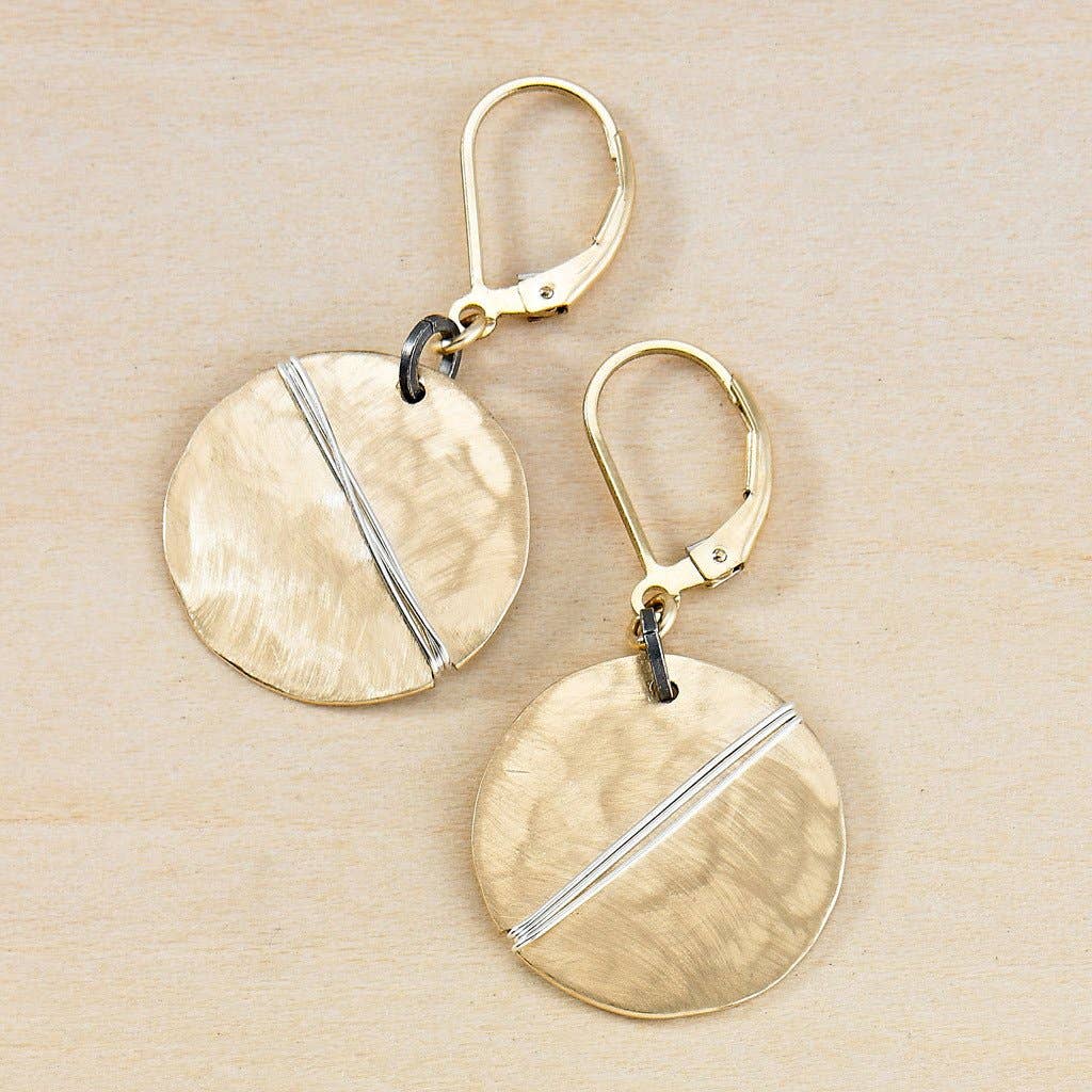 Shield Earrings, Gold Disc Statement Earrings