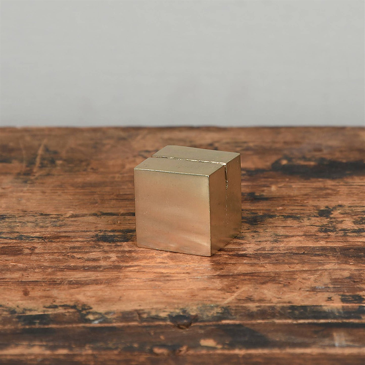 Cast Iron Cube Place Card Holder - Brass