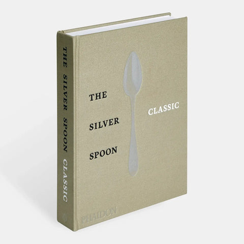 Book titled 'The Silver Spoon Classic' with a spoon illustration on a beige background