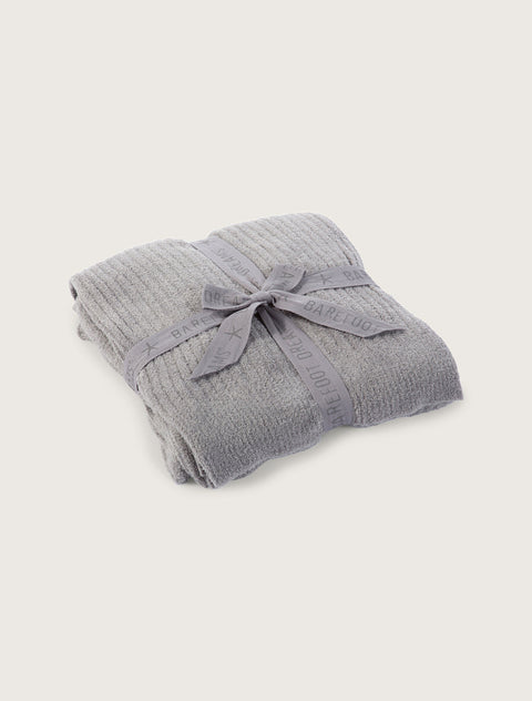 Barefoot Dreams CozyChic Lite ribbed throw blanket pewter