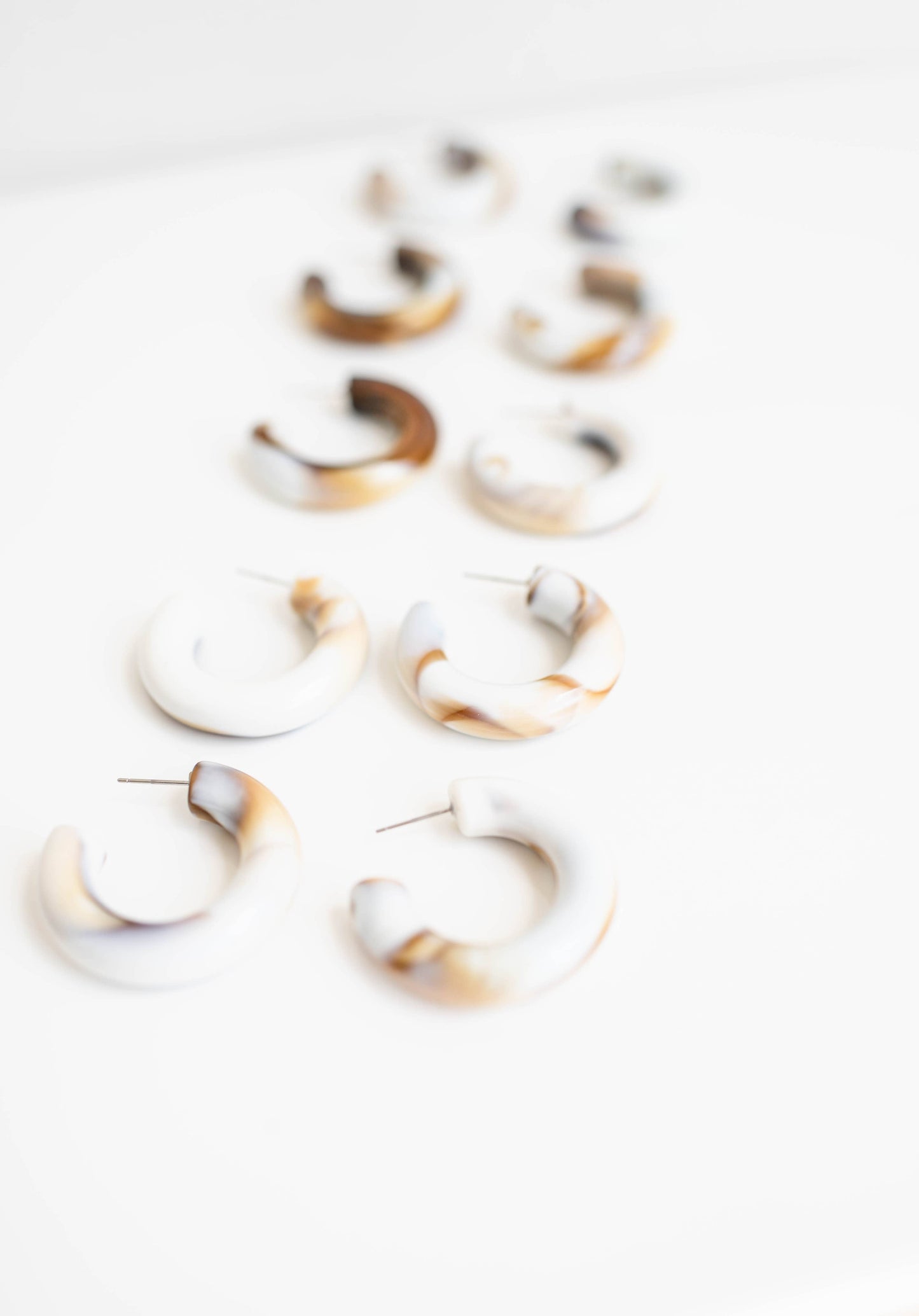 Latte Chunky Lucite Statement Hoop Earrings